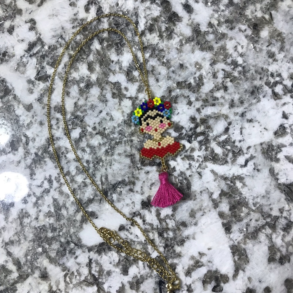 Frida Kahlo Beaded Tassel Necklace - Picture 3 of 3